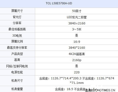 TCL L50E5700A-UD性能怎么样 价格多少